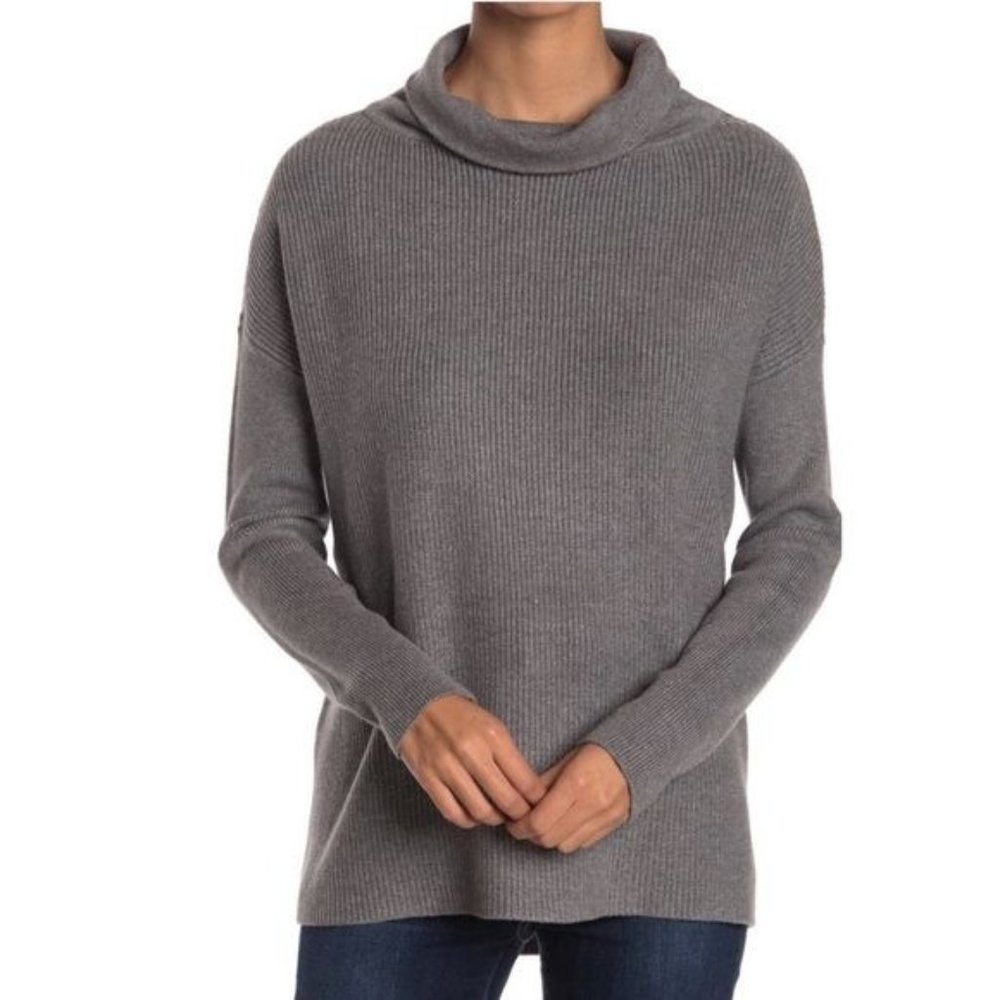 NWT Devotion by Cyrus Charcoal Rib Knit Long Sleeve Cowl Neck Sweater Small
